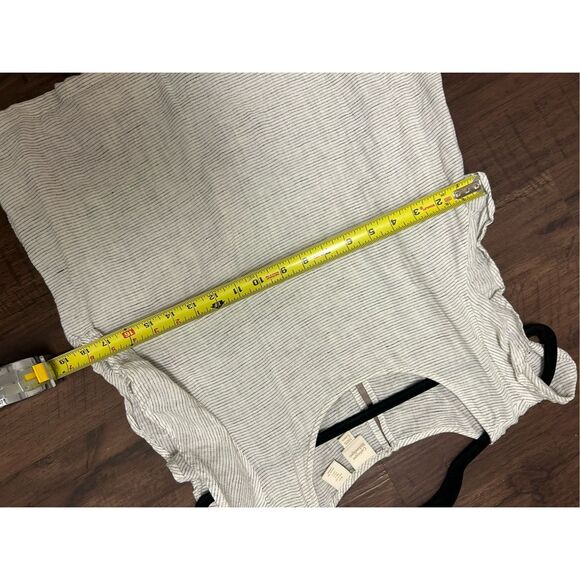 Catherine Malandrino 100% Linen Stripe Ruffle White Stripe Blouse, Sz Large + - Picture 3 of 8